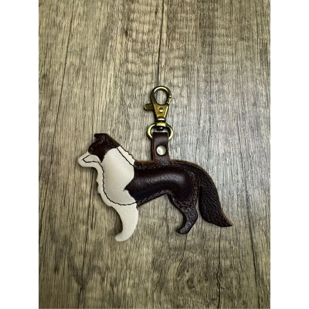 PORTLAND Leather Pepper Purse Charm COLDBREW Dog Purse Charm Collie Charm NEW - Picture 2 of 3